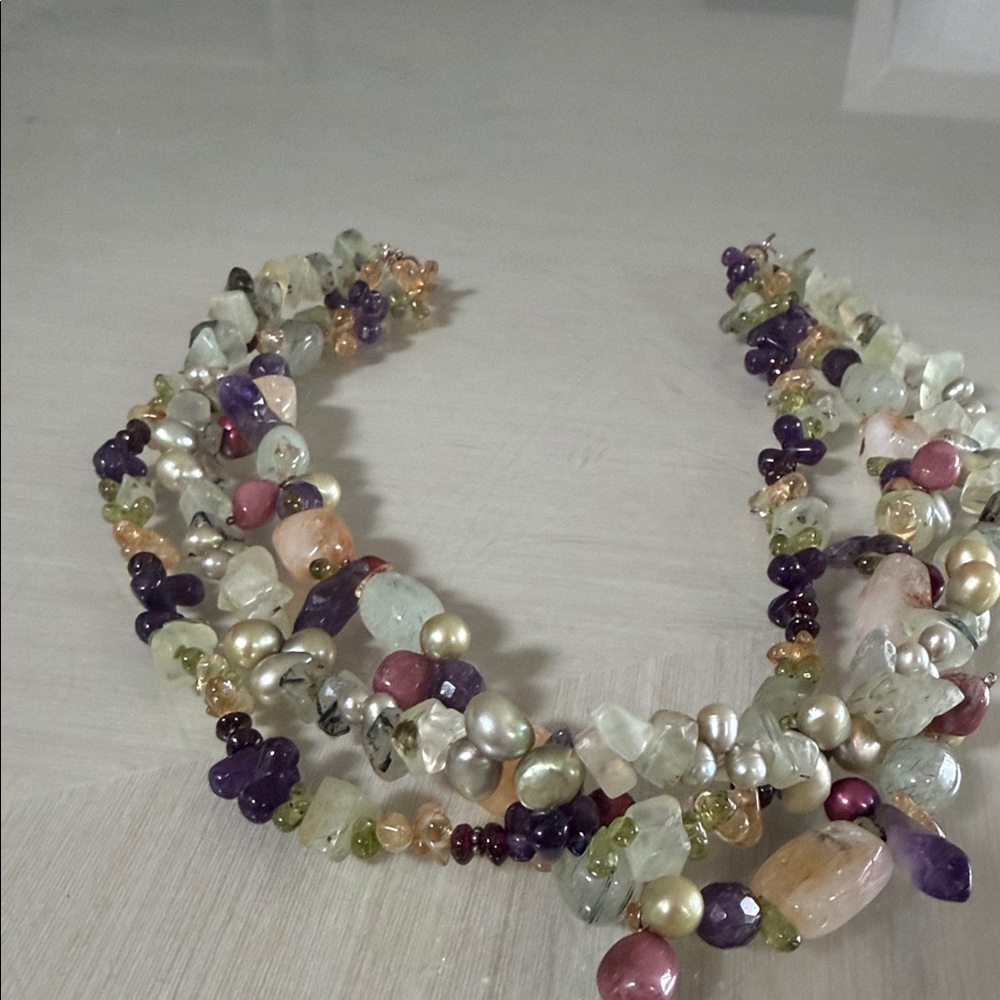 Source Unknown Multicolor Gemstone Necklace - image 1